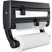 Leifheit Portarrollos de pared Parat F2- sujeta rollos de cocina con especiero- portarrollos negro para film- papel de…